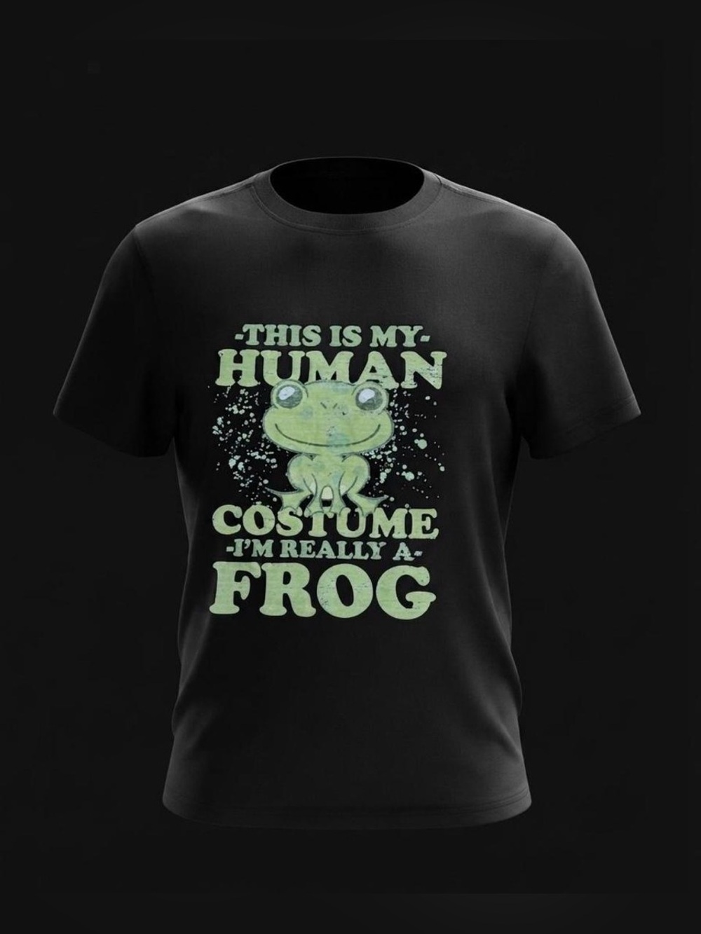 Funny Frog Graphic T-Shirt "This Is My Human Costume" Black Tee Size XL
